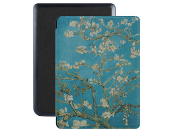 Lunso - Kobo Nia hoes (6 inch) - Vegan Saffiano Leren sleep cover - Van Gogh Amandelbloesem