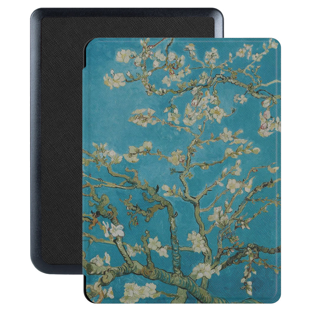 Kobo Nia hoes (6 inch) Vegan Saffiano leren sleep cover - Van Gogh Amandelbloesem