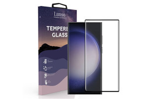 Lunso - Samsung Galaxy S23 Ultra - Gehard Beschermglas - Full Cover Screenprotector - Black Edge