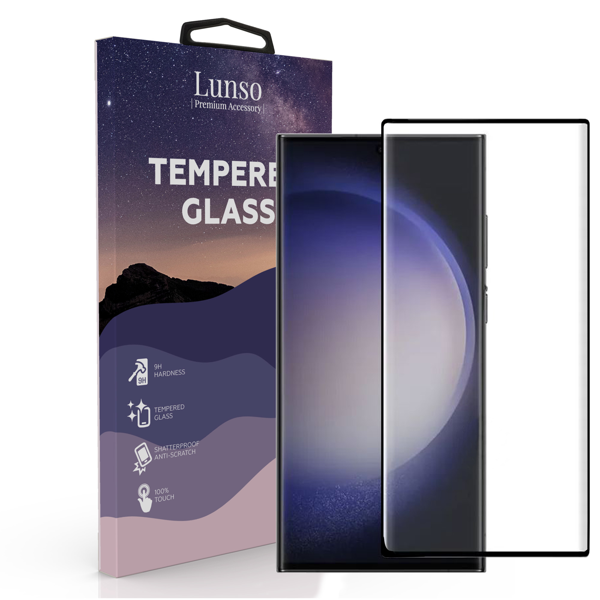 Samsung Galaxy S23 Ultra Gehard beschermglas met Zwarte Rand (Screenprotector)