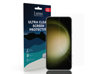 Lunso - Samsung Galaxy S23 - Duo Pack (2 stuks) Beschermfolie - Full Cover Screen protector