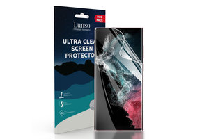 Lunso - Samsung Galaxy S23 Ultra - Duo Pack (2 stuks) Beschermfolie - Full Cover Screen protector