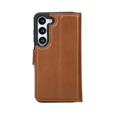 Samsung Galaxy S23 lederen afneembare 2-in-1 bookcase hoes - Cognac