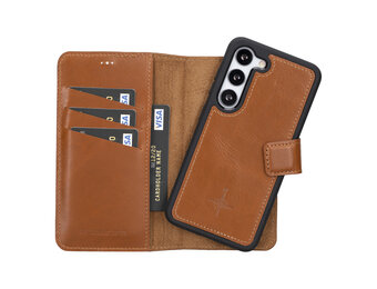 NorthLife - Samsung Galaxy S23 - Lederen Afneembare 2-in-1 bookcase hoes - Cognac