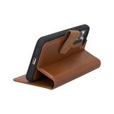 Samsung Galaxy S23 lederen afneembare 2-in-1 bookcase hoes - Cognac