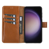 Samsung Galaxy S23 Plus lederen afneembare 2-in-1 bookcase hoes - Cognac