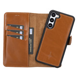 Samsung Galaxy S23 Plus lederen afneembare 2-in-1 bookcase hoes - Cognac