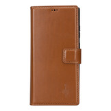 Samsung Galaxy S23 Ultra lederen afneembare 2-in-1 bookcase hoes - Cognac