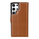 Samsung Galaxy S23 Ultra lederen afneembare 2-in-1 bookcase hoes - Cognac