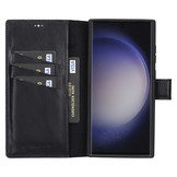 Samsung Galaxy S23 Ultra lederen afneembare 2-in-1 bookcase hoes - Zwart