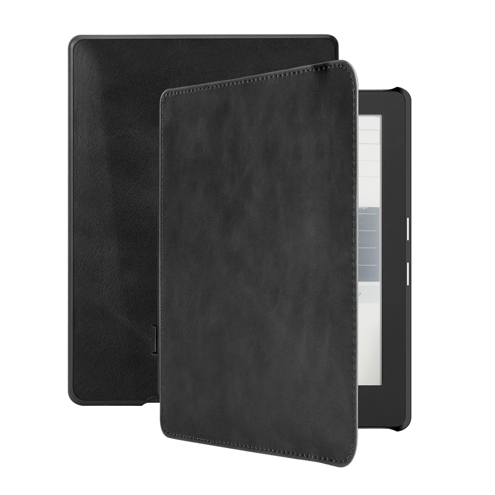 Kobo Aura H2o edition 1 hoes (6.8 inch) Lederen sleep cover - Zwart