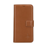 iPhone 14 Pro lederen afneembare 2-in-1 bookcase hoes - Cognac