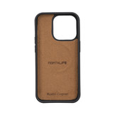 iPhone 14 Pro lederen afneembare 2-in-1 bookcase hoes - Cognac