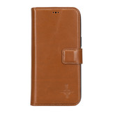 iPhone 14 Pro Max lederen afneembare 2-in-1 bookcase hoes - Cognac
