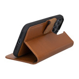 iPhone 14 Pro Max lederen afneembare 2-in-1 bookcase hoes - Cognac