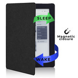 Kobo Aura H2o Edition 1 hoes (6.8 inch) Vegan Saffiano leren sleep cover - Zwart