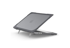 Lunso MacBook Air 13 inch (2022-2025) Armor cover hoes met pootjes - case - Grijs