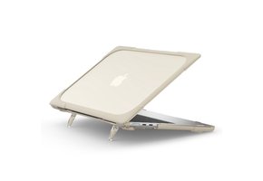 Lunso MacBook Air 13 inch (2022-2026) Armor cover hoes met pootjes - case - Beige