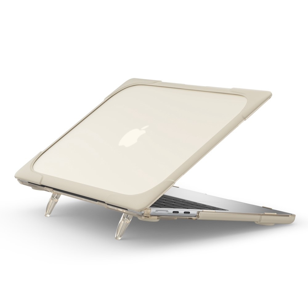 Lunso - MacBook Air 13 inch M2 (2022) - Armor cover hoes met pootjes - Beige
