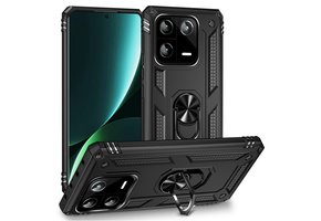 Lunso - Xiaomi 13 Pro - Armor backcover hoes met ringhouder - Zwart