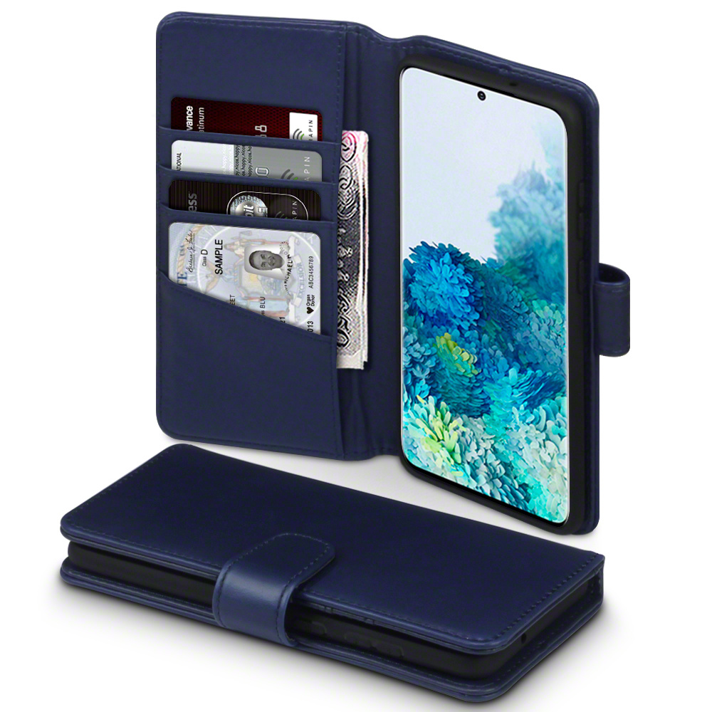 Luxe echt lederen wallet hoes Blauw voor de Samsung Galaxy S20 Plus
