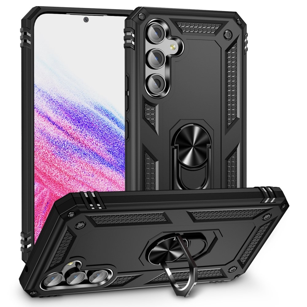Samsung Galaxy A54 Armor backcover hoes met ringhouder - Zwart