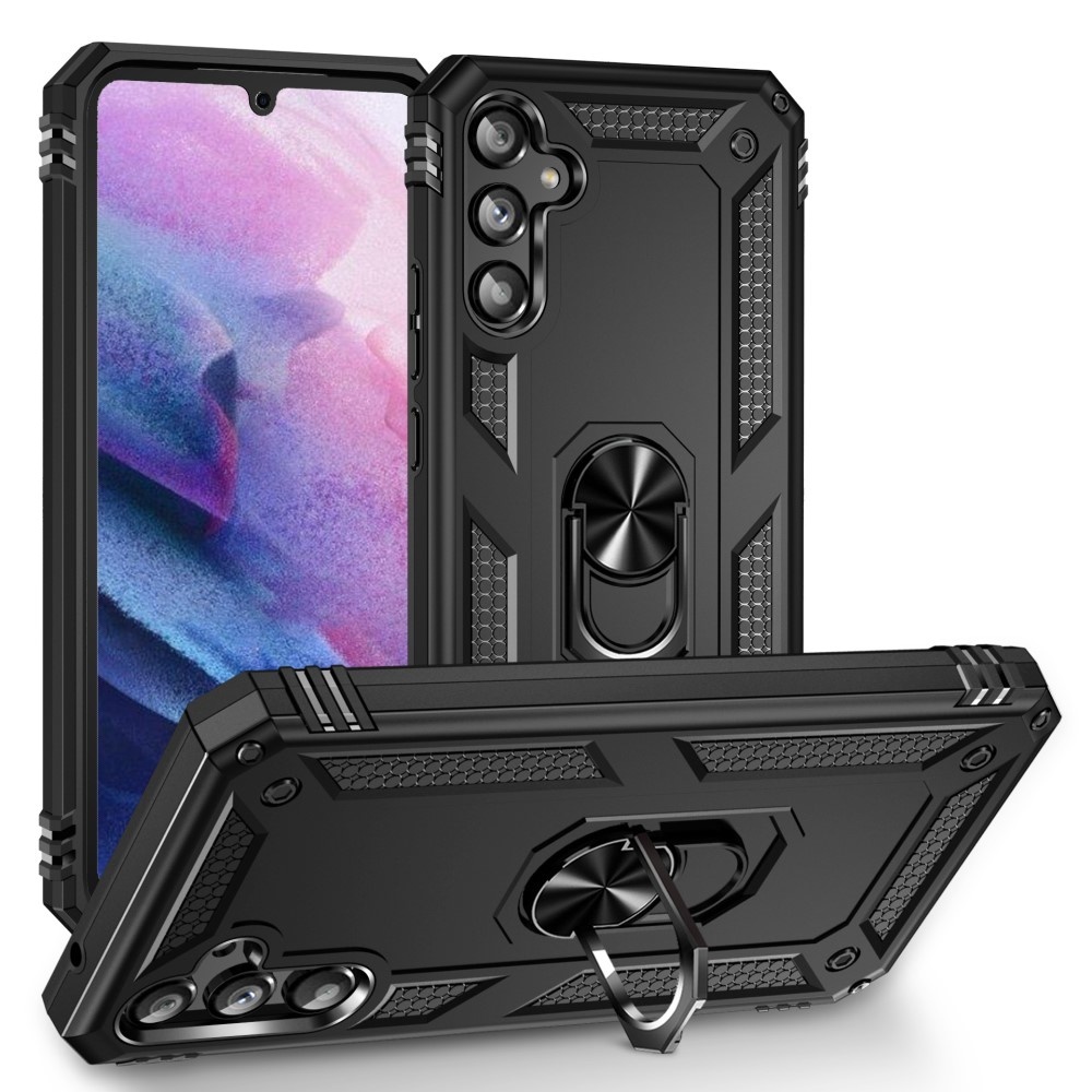 Samsung Galaxy A34 Armor backcover hoes met ringhouder - Zwart
