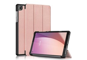 Lunso - Lenovo Tab M8 Gen 4 (8 inch) - Tri-Fold Bookcase hoes - Rose Goud