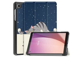 Lunso - Lenovo Tab M8 Gen 4 (8 inch) - Tri-Fold Bookcase hoes - Lazy Cat