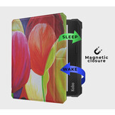 Kobo Libra 2 hoes (7 inch) Vegan Saffiano leren sleep cover - Tulpen