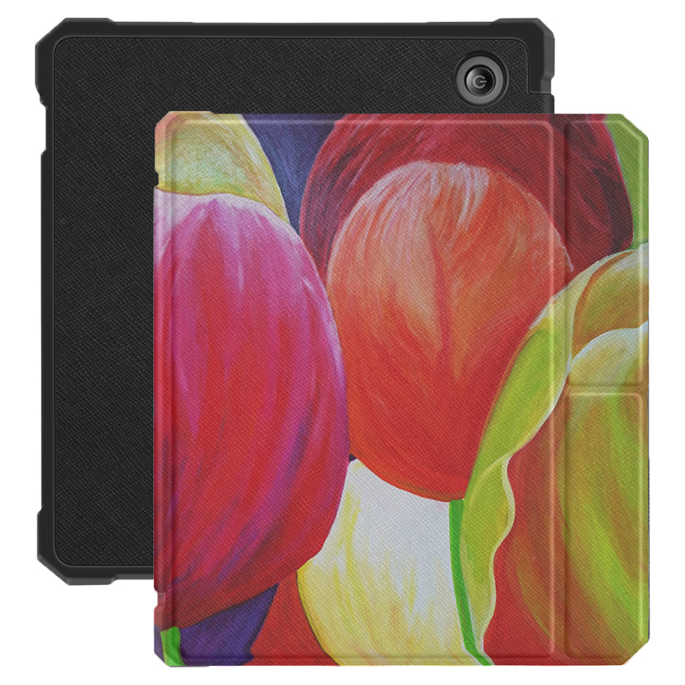 Kobo Libra 2 hoes (7 inch) Vegan Saffiano leren sleep cover - Tulpen