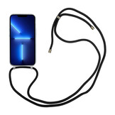 iPhone 13 Pro Max Telefoonhoes met zwart koord - Transparant