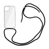 iPhone 13 Pro Max Telefoonhoes met zwart koord - Transparant