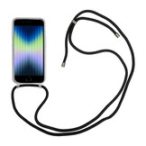 iPhone SE 2022, iPhone SE 2020, iPhone 8 en iPhone 7 Telefoonhoes met zwart koord - Transparant