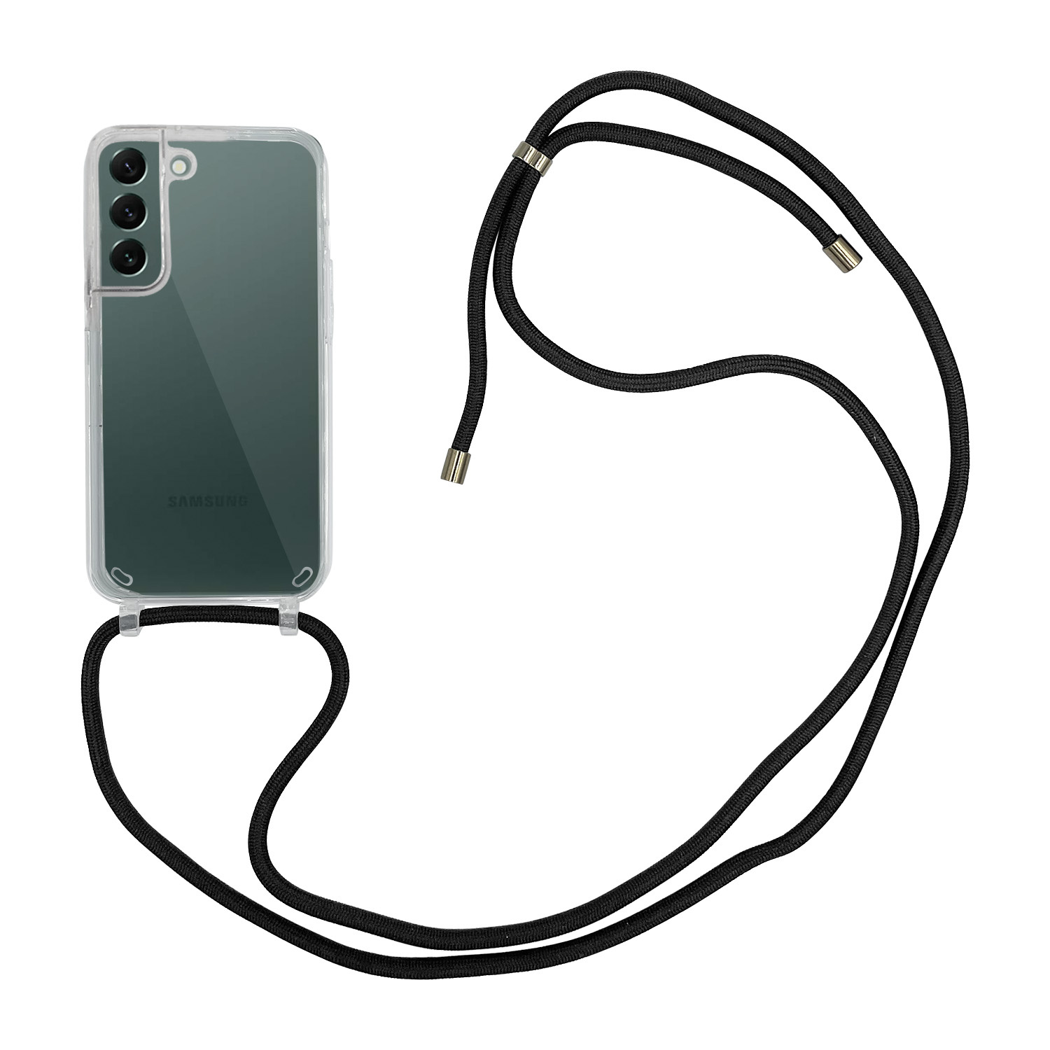 Samsung Galaxy S22 Telefoonhoes met zwart koord - Transparant