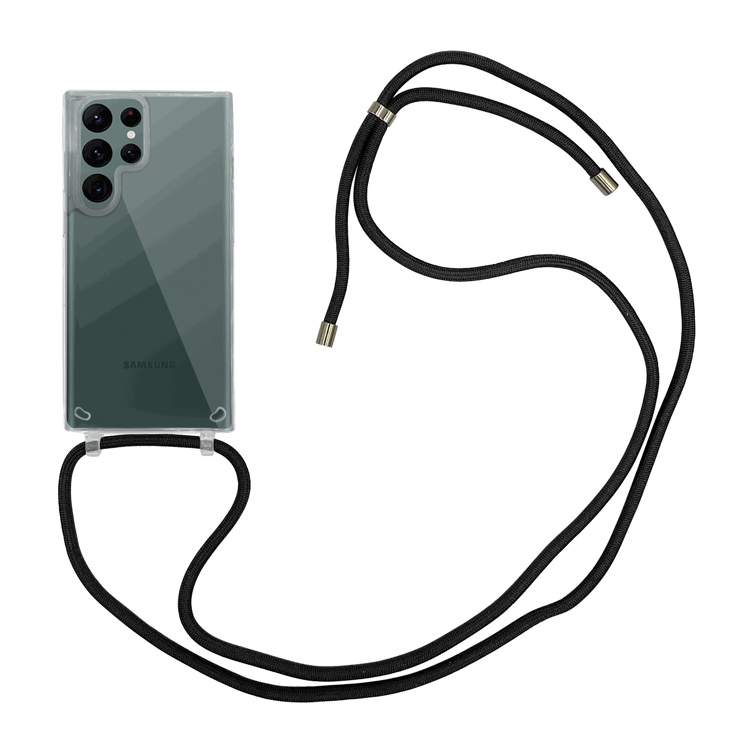 Samsung Galaxy S22 Ultra Telefoonhoes met zwart koord - Transparant