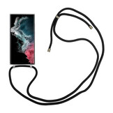 Samsung Galaxy S22 Ultra Telefoonhoes met zwart koord - Transparant