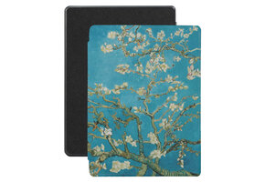 Lunso - Kobo Aura H20 Edition 1 hoes (6.8 inch) - Vegan Saffiano Leren sleep cover - Van Gogh Amandelbloesem