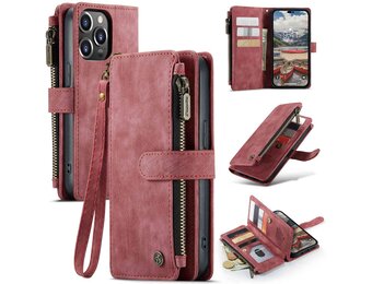 Caseme - iPhone 14 Pro Max - Portemonnee hoes - Rood