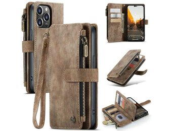 Caseme - iPhone 14 Pro Max - Portemonnee hoes - Bruin