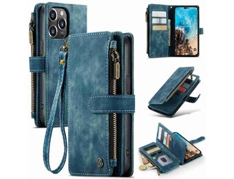 Caseme - iPhone 14 Pro Max - Portemonnee hoes - Blauw