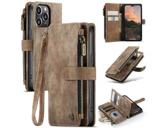 Caseme - iPhone 14 Pro - Portemonnee hoes - Bruin