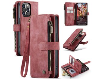 Caseme - iPhone 14 Pro - Portemonnee hoes - Rood