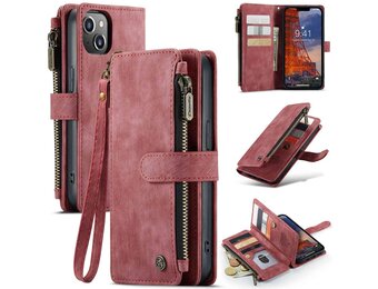 Caseme - iPhone 14 Plus - Portemonnee hoes - Rood