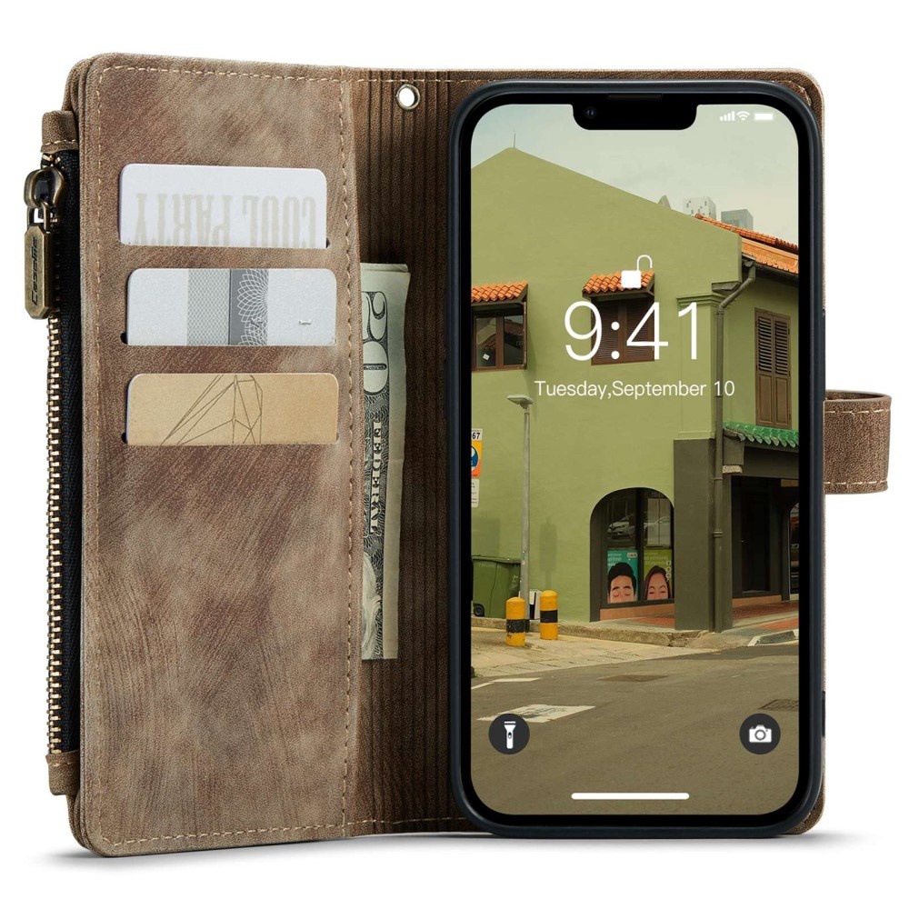 iPhone 14 Plus Portemonnee hoes - Bruin