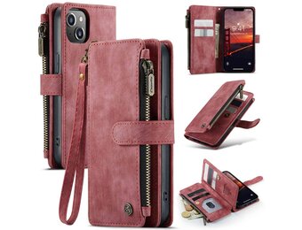 Caseme - iPhone 14 - Portemonnee hoes - Rood