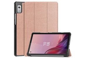 Lunso - Lenovo Tab M9 (9 inch) - Tri-Fold Bookcase hoes - Rose Goud