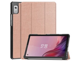 Lunso - Lenovo Tab M9 (9 inch) - Tri-Fold Bookcase hoes - Rose Goud