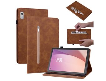 Lunso - Lenovo Tab M9 (9 inch) - Luxe Bookcase hoes - Bruin