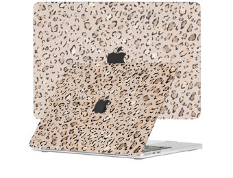 Lunso MacBook Air 15 inch M2/M3 (2023-2024) cover hoes - case - Leopard Rose Gold